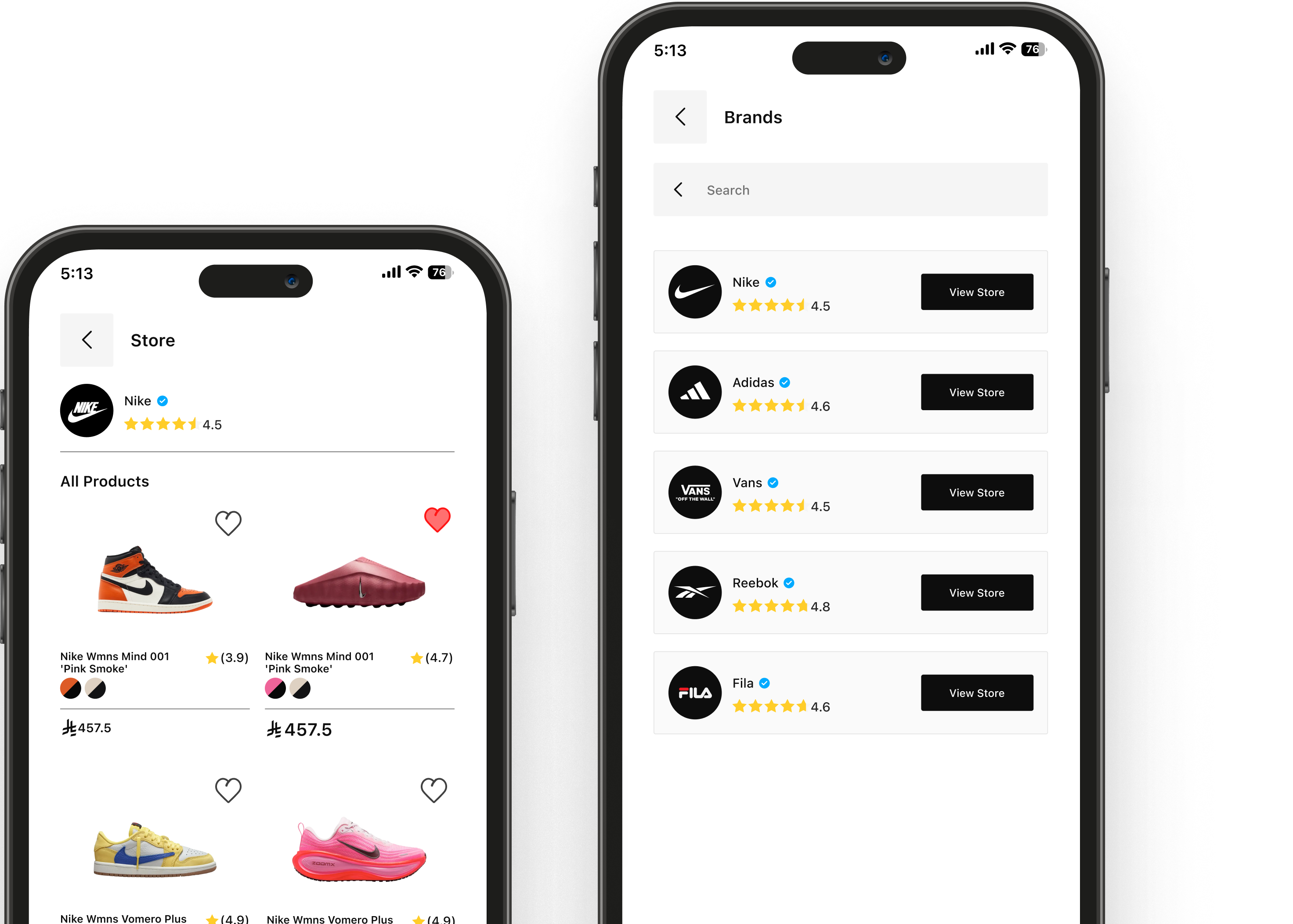 ZAN shop by brand app screens